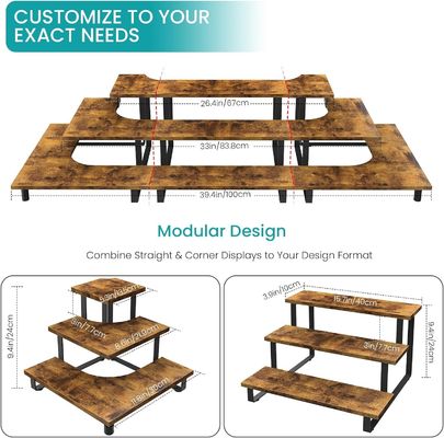 Étagère d'affichage à 3 étapes en bois pour toute saison