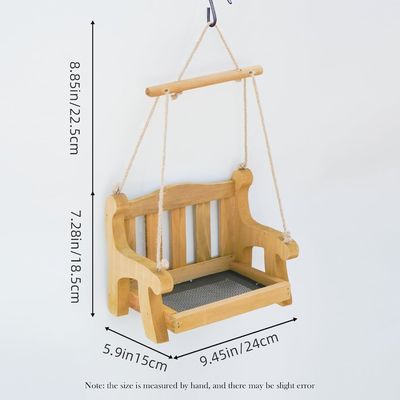 Chaise oscillable environnementale Nourrisseurs d'oiseaux pour une suspension extérieure Ensemble de 2 bancs en bois en forme de banc