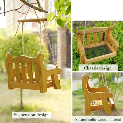 Chaise oscillable environnementale Nourrisseurs d'oiseaux pour une suspension extérieure Ensemble de 2 bancs en bois en forme de banc