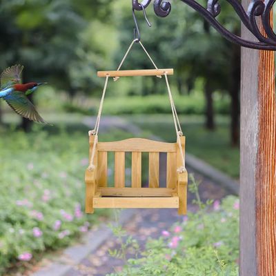 Chaise oscillable environnementale Nourrisseurs d'oiseaux pour une suspension extérieure Ensemble de 2 bancs en bois en forme de banc