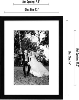 Logo personnalisé en bois Taille 12X16 8X12 Cadre d'image avec tapis et verre résistant aux brises