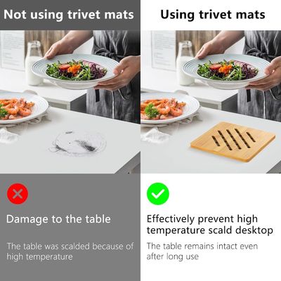 Classique style de conception en bambou chauffage des coussins de trivettes en bambou naturel pour les plats chauds