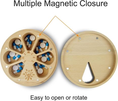 Porte-pilule personnalisable pour 7 jours Organiseur de pilules hebdomadaires en bois pour les médicaments et les vitamines