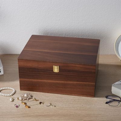 La boîte de stockage en bois à stratification brillante avec couvercle est de 11 x 8,9 x 4.9