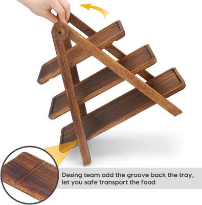 Accepté en bois personnalisé 3 étages de service de plateau de gâteaux à trois niveaux