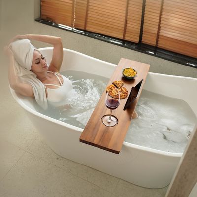 Plateau de caddy de baignoire durable anti-dérapage Plateau de grand baignoire pour accessoires en bois