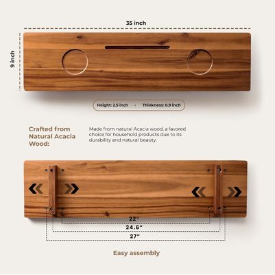 Plateau de caddy de baignoire durable anti-dérapage Plateau de grand baignoire pour accessoires en bois