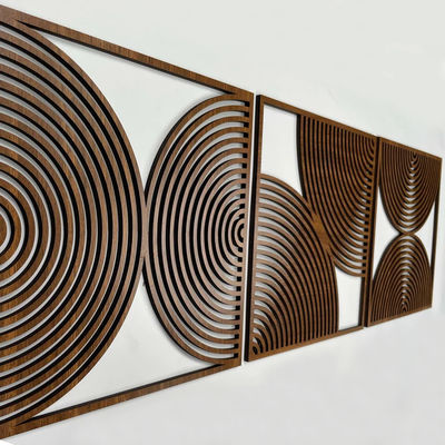 Ensemble de 3 cadeaux maison Boho Grandes peintures murales en bois avec style moderne du milieu du siècle et logo personnalisé