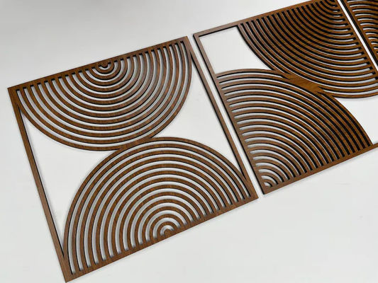 Ensemble de 3 cadeaux maison Boho Grandes peintures murales en bois avec style moderne du milieu du siècle et logo personnalisé