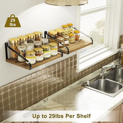 Ensemble moderne de 2 étagères flottantes en bois rustique