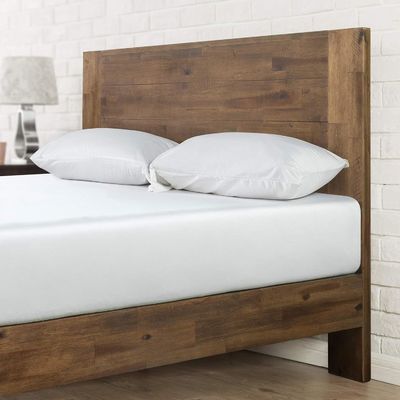 Cadre de lit en bois de pin de grande quantité avec tête de lit et support en ardoise en bois
