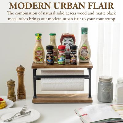 Améliorez votre cuisine avec ce porte-serviettes en papier en bois d'acacia massif