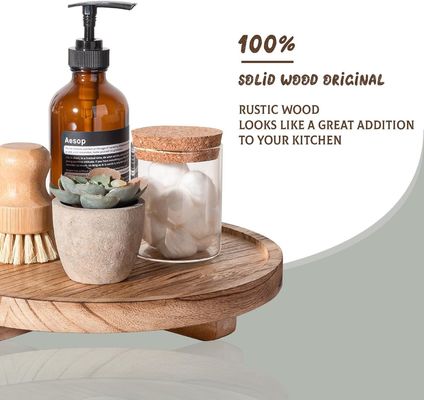 Imprimante à écran de soie plateau décoratif rond en bois 10 " organiseur en bois pour comptoir de salle de bain