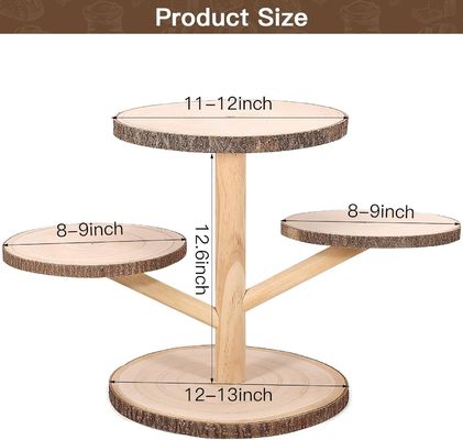 Conception personnalisée 4 étages de gâteaux en bambou Stand pour les fêtes Fruits Snacks Servant plateau