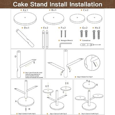 Conception personnalisée 4 étages de gâteaux en bambou Stand pour les fêtes Fruits Snacks Servant plateau