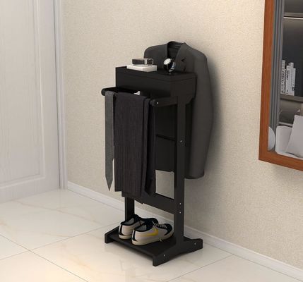 Logos personnalisés Rack de vêtements en bois avec des étagères et un stand de valet