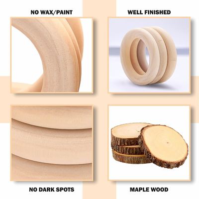 Espace intérieur et extérieur 50 mm Anneaux en bois lisse Cercles en bois inachevés