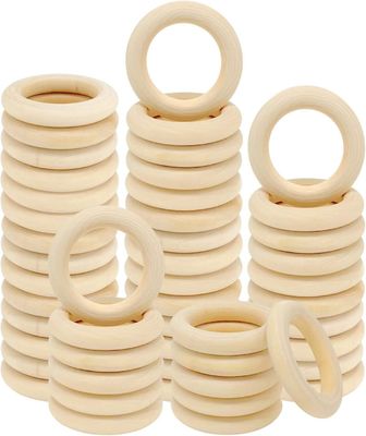 Espace intérieur et extérieur 50 mm Anneaux en bois lisse Cercles en bois inachevés