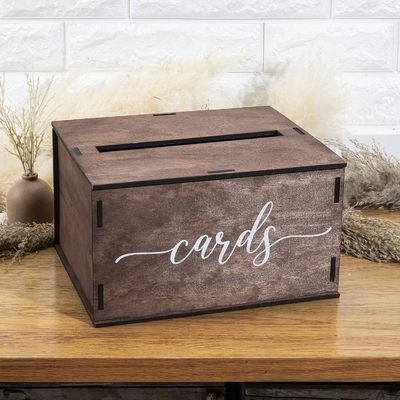 6.2 * 6.2 * 4.48 pouces Fête de mariage cadeau Cartes de conseils en bois Boîte cadeau industriel