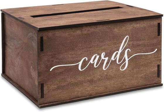 6.2 * 6.2 * 4.48 pouces Fête de mariage cadeau Cartes de conseils en bois Boîte cadeau industriel