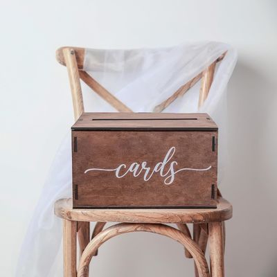 6.2 * 6.2 * 4.48 pouces Fête de mariage cadeau Cartes de conseils en bois Boîte cadeau industriel