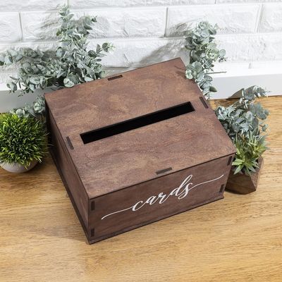 6.2 * 6.2 * 4.48 pouces Fête de mariage cadeau Cartes de conseils en bois Boîte cadeau industriel
