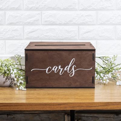 6.2 * 6.2 * 4.48 pouces Fête de mariage cadeau Cartes de conseils en bois Boîte cadeau industriel