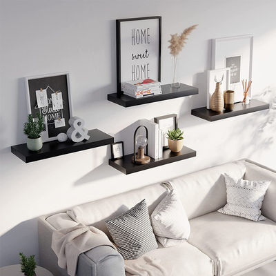 Étagères flottantes en bambou montées sur le mur pour enlever les pièces de décoration de la maison dans la salle de bain