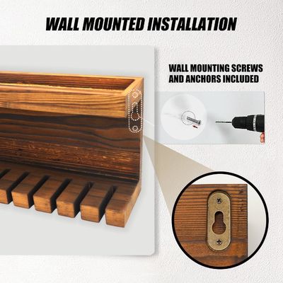 Organiseur de rangement à ceinture de bois pratique avec deux étagères en noyer et hêtre