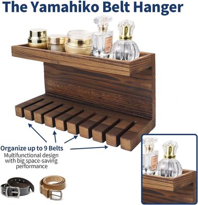 Organiseur de rangement à ceinture de bois pratique avec deux étagères en noyer et hêtre