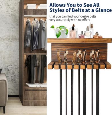 Organiseur de rangement à ceinture de bois pratique avec deux étagères en noyer et hêtre