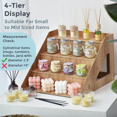 Porteur de savon à bougies en bois moderne pour afficher des tasses en verre des gâteaux et des bonbons