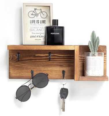 Étagère suspendue pliable montée sur un mur en bois rustique à deux niveaux pour la décoration de la maison