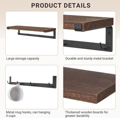 Étagère flottante en bois massif accessoires de bar à café pour étagères murales de livres dans la cuisine pour enfants