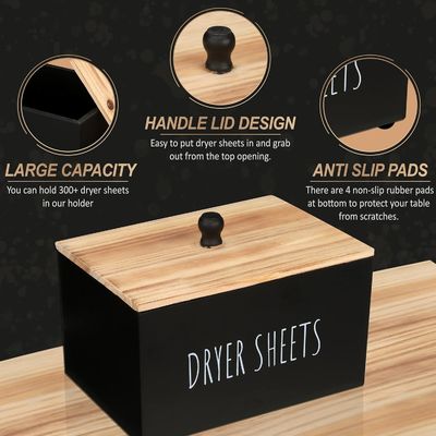 Cadeau artisanal boîte en bois noir récipient rectangle moderne espace économiser feuilles distributeur