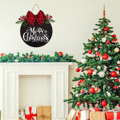Affichage en bois rond pour la porte d'entrée Joyeux Noël Bienvenue Affichage en bois en bois massif