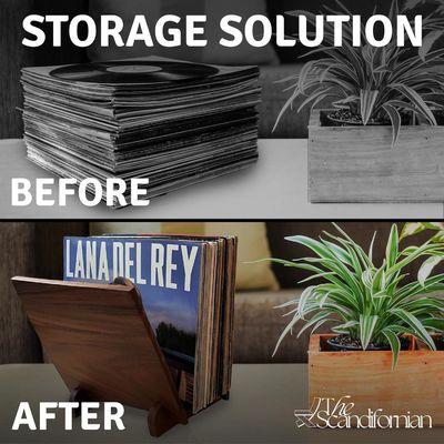 Display en bois pour 50 albums de musique