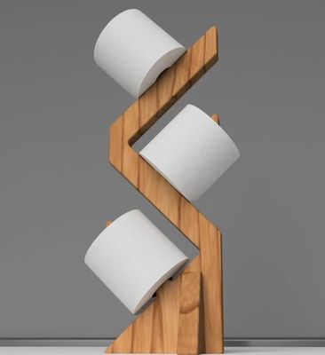 Étagère en bois à deux niveaux pour un support de papier toilette élégant et fonctionnel