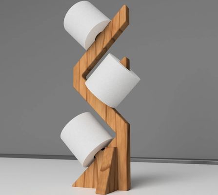 Étagère en bois à deux niveaux pour un support de papier toilette élégant et fonctionnel