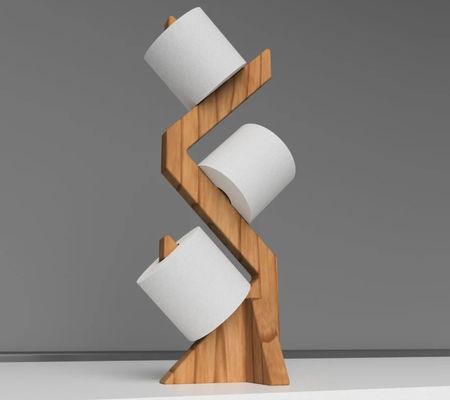 Étagère en bois à deux niveaux pour un support de papier toilette élégant et fonctionnel