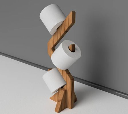 Étagère en bois à deux niveaux pour un support de papier toilette élégant et fonctionnel