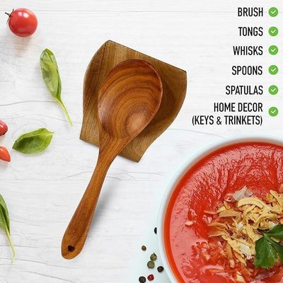 Cadeau artisanal industriel bois d'acacia porte-cuillère repos pour cuisine pieds en silicone antidérapant