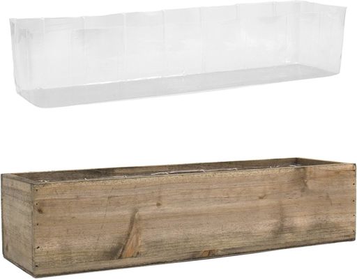Autres cadeaux artisanaux de luxe rustique marron boîte de plantation en bois avec revêtement en plastique amovible