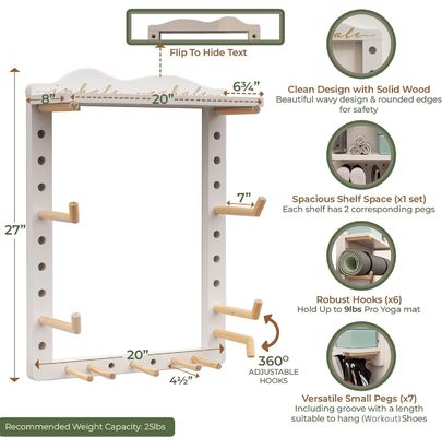 Organiseur de tapis de yoga en bois pratique pour le montage murale de la salle de gym à domicile entièrement personnalisable