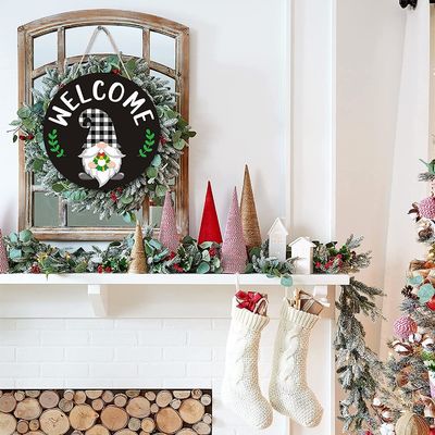 DIY Noël Sublimation suspendu Artisanat en bois Cercles ronds Cadre Panneau mural Décor Blancs