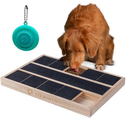 OEM Boîte à gratter pour ongles de chien en bois avec diviseur de nourriture Boîte en bois de pin personnalisée