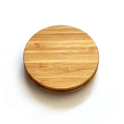 Couvercle en bois de bambou de forme ronde personnalisé pour porte-bougies en verre