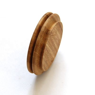 Couvercle en bois de bambou de forme ronde personnalisé pour porte-bougies en verre