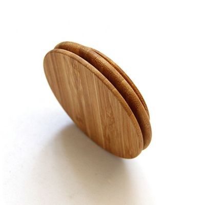 Couvercle en bois de bambou de forme ronde personnalisé pour porte-bougies en verre