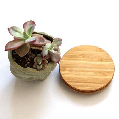 Couvercle en bois de bambou de forme ronde personnalisé pour porte-bougies en verre
